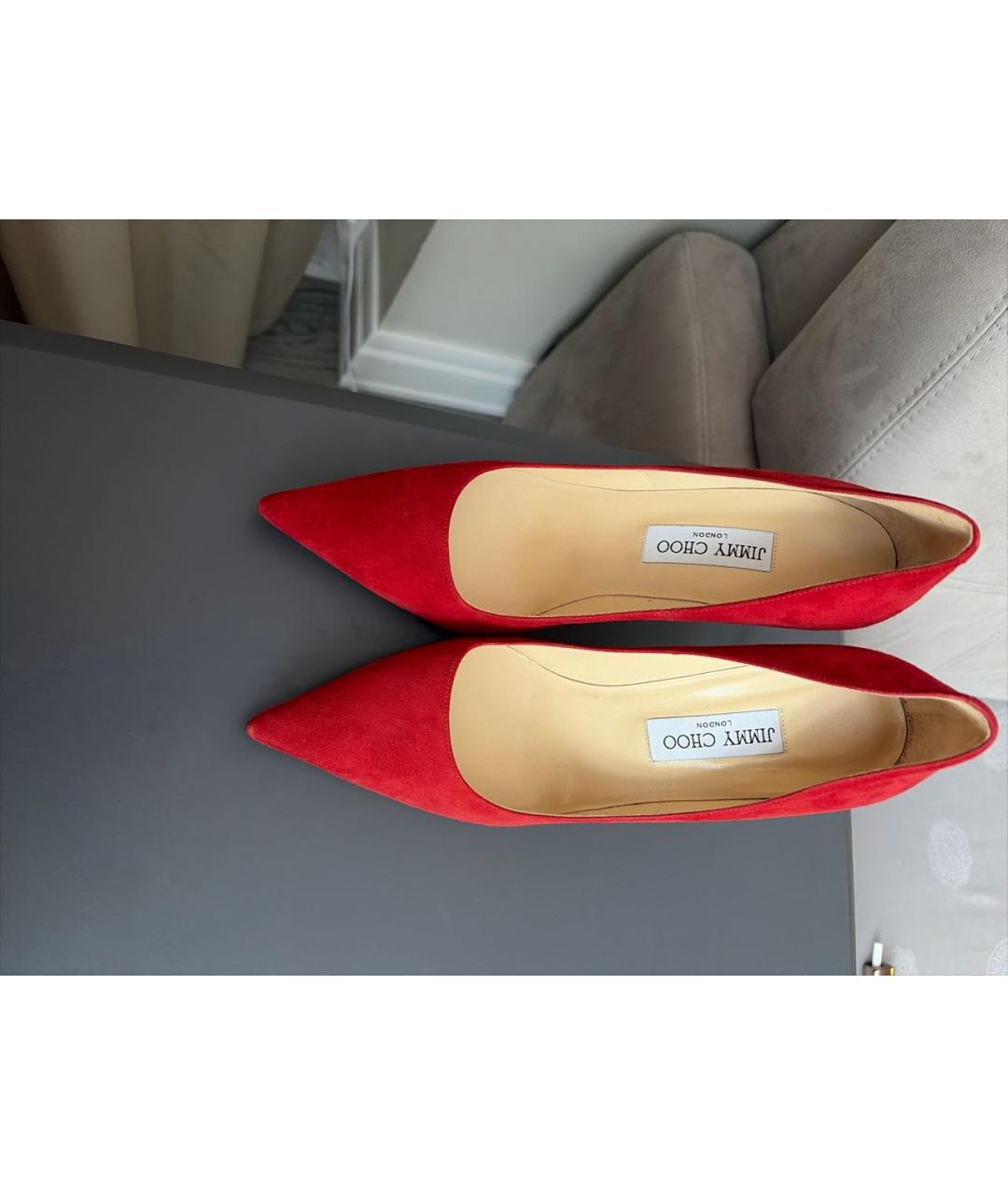 JIMMY CHOO Красные замшевые туфли, фото 2