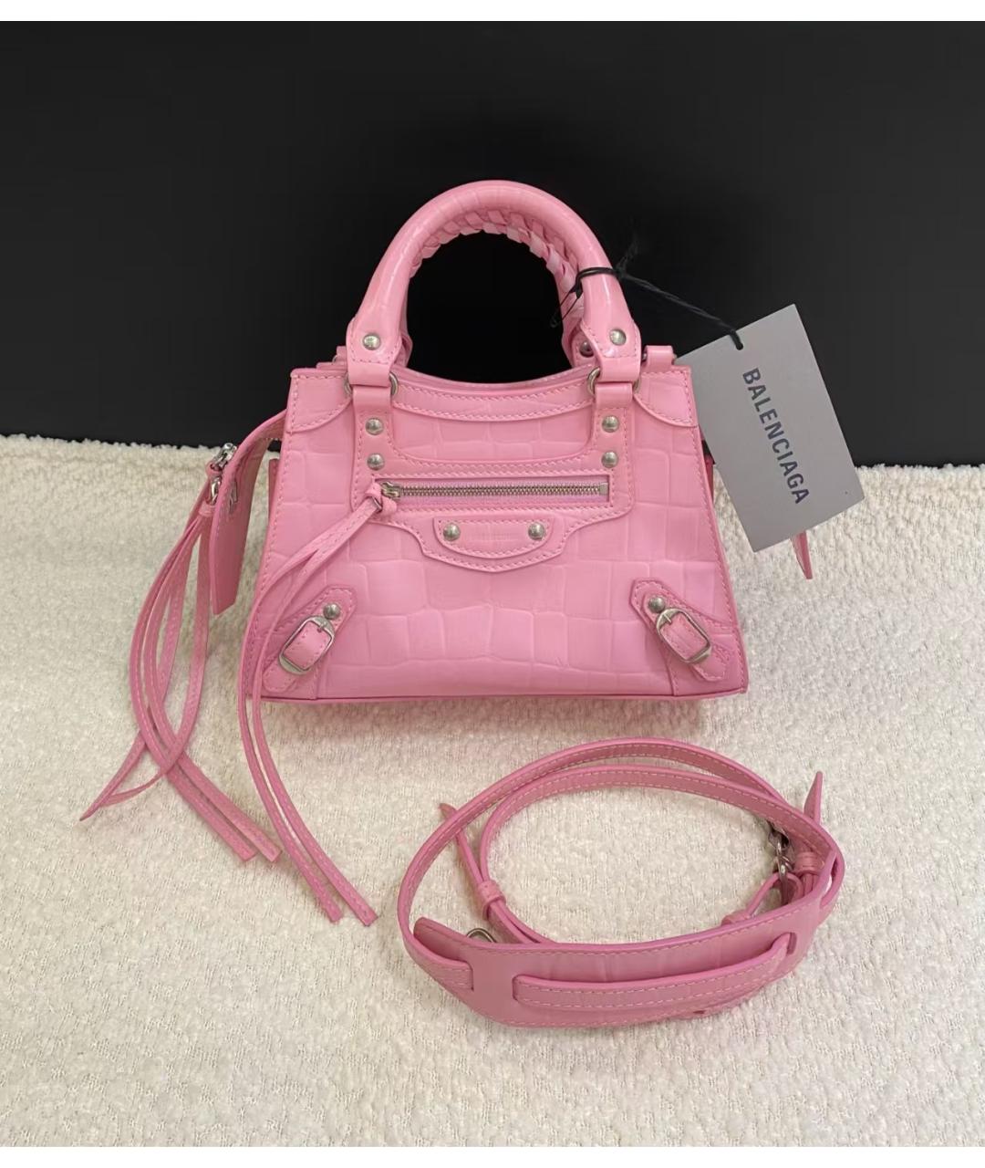 BALENCIAGA Розовая кожаная сумка с короткими ручками, фото 2