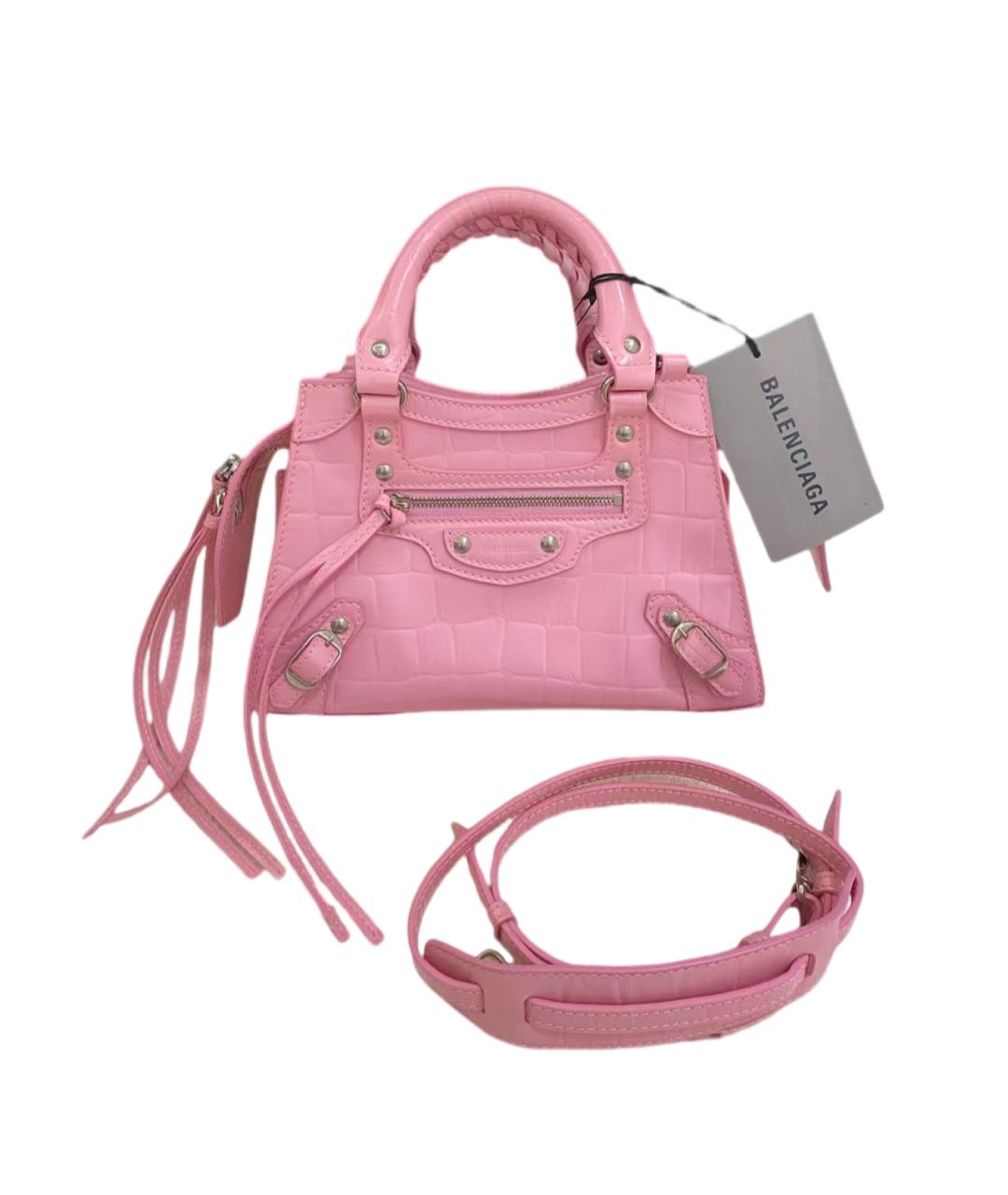 BALENCIAGA Розовая кожаная сумка с короткими ручками, фото 5
