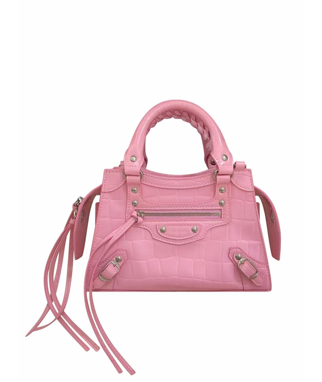 BALENCIAGA Розовая кожаная сумка с короткими ручками, фото 1