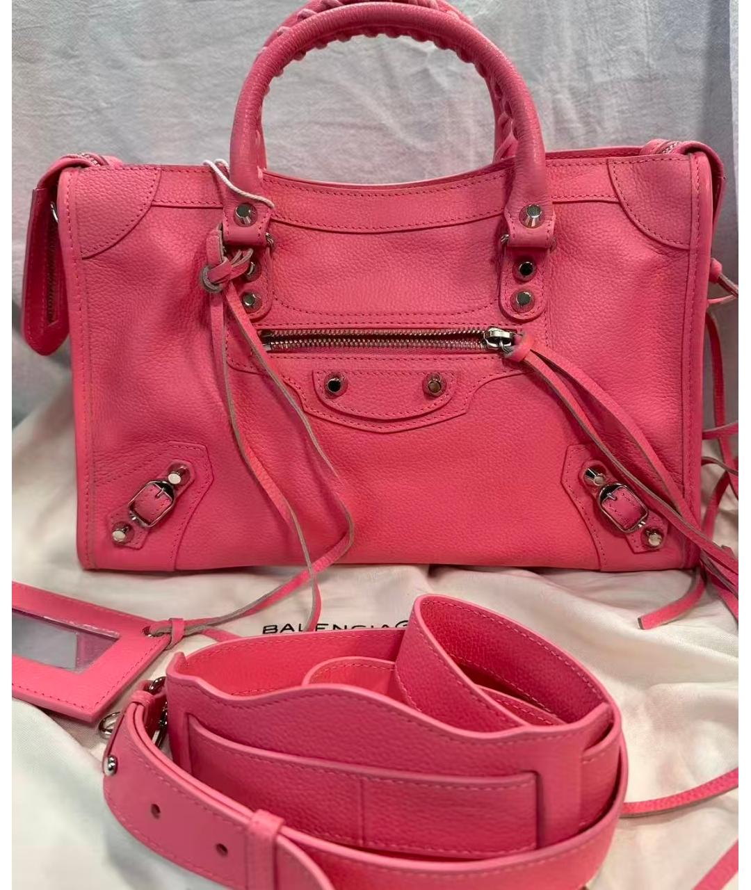 BALENCIAGA Фуксия кожаная сумка через плечо, фото 3