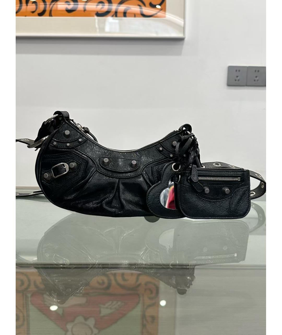 BALENCIAGA Черная кожаная сумка через плечо, фото 2
