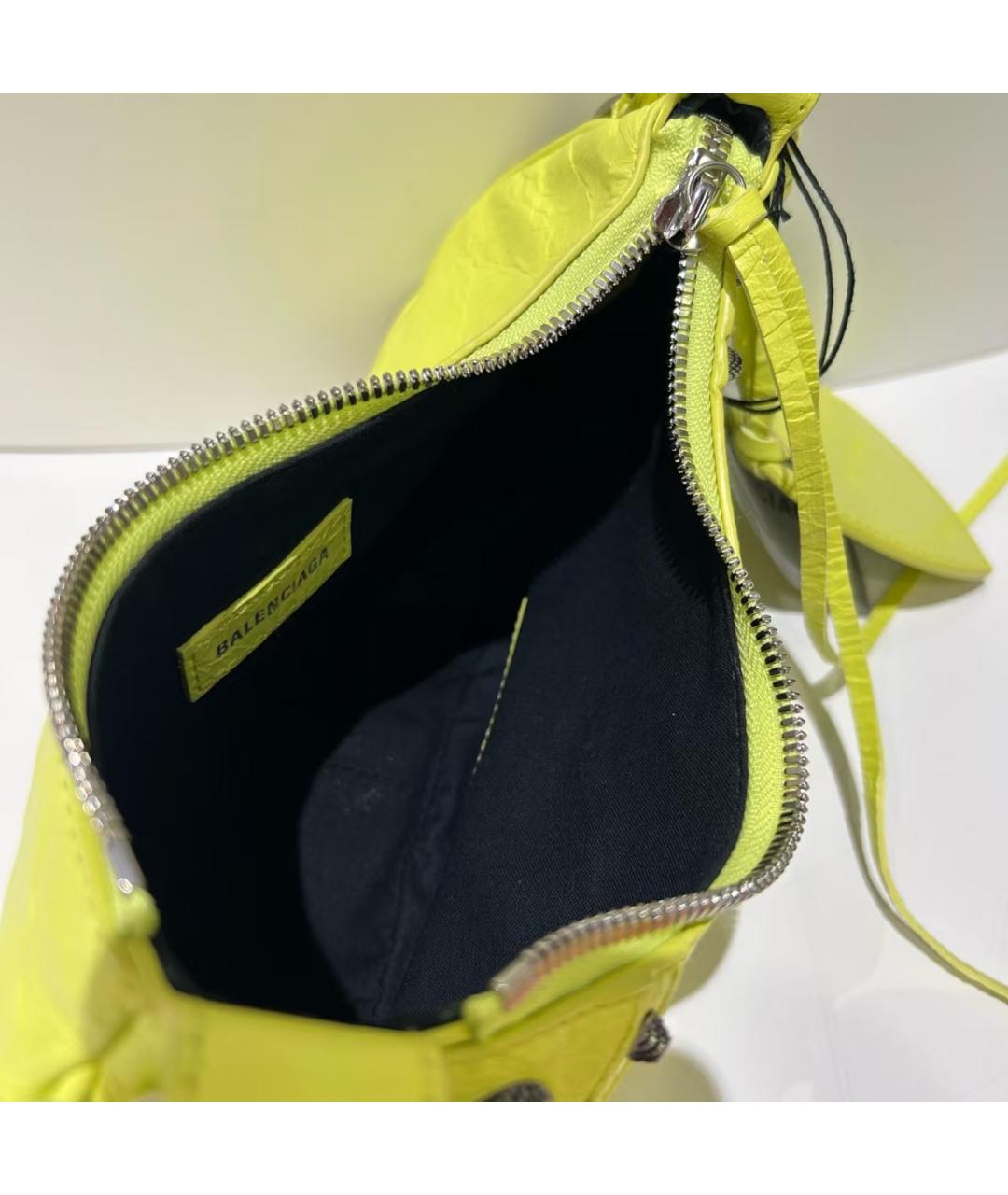 BALENCIAGA Желтая кожаная сумка через плечо, фото 4