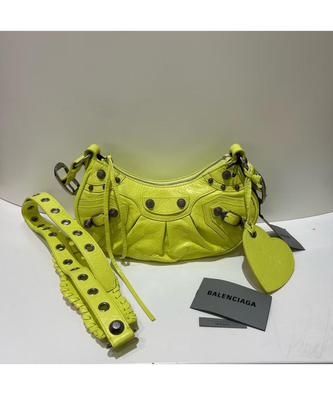 BALENCIAGA Желтая кожаная сумка через плечо, фото 2