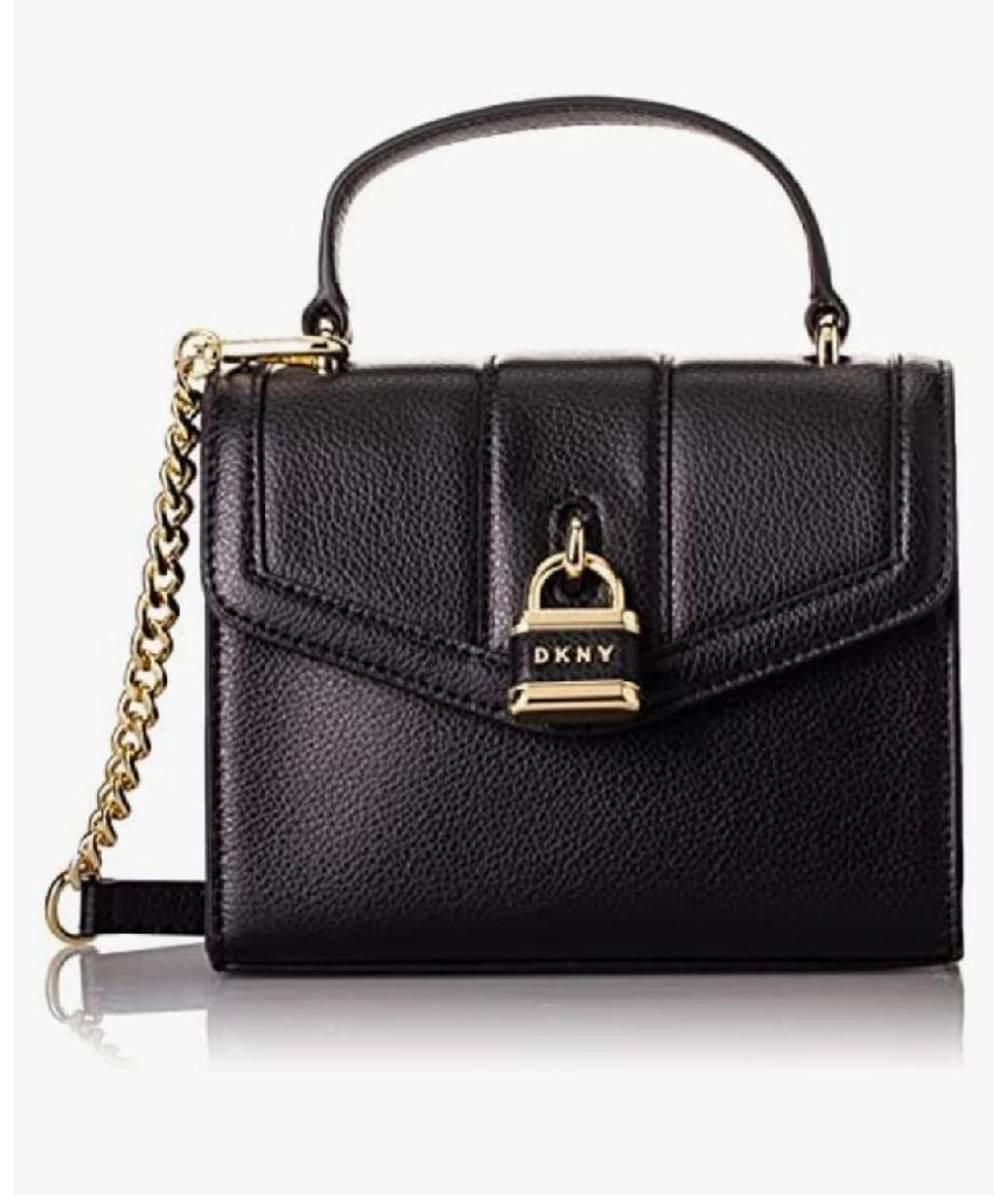DKNY Черная кожаная сумка через плечо, фото 10