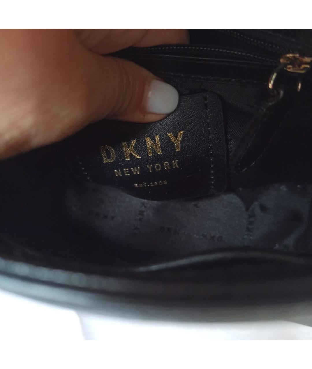 DKNY Черная кожаная сумка через плечо, фото 4