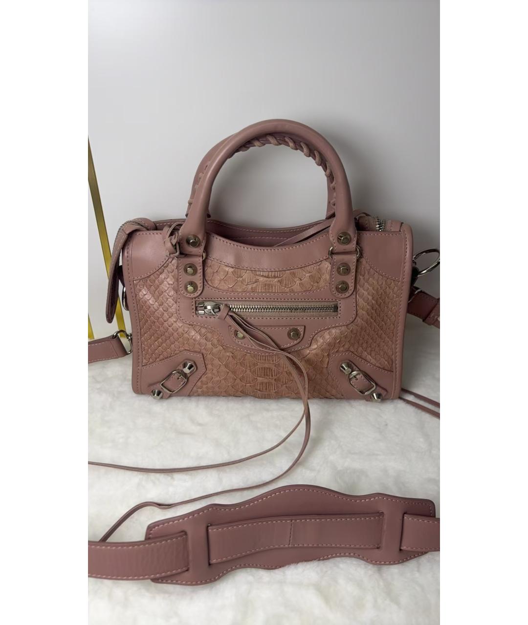 BALENCIAGA Розовая кожаная сумка с короткими ручками, фото 4