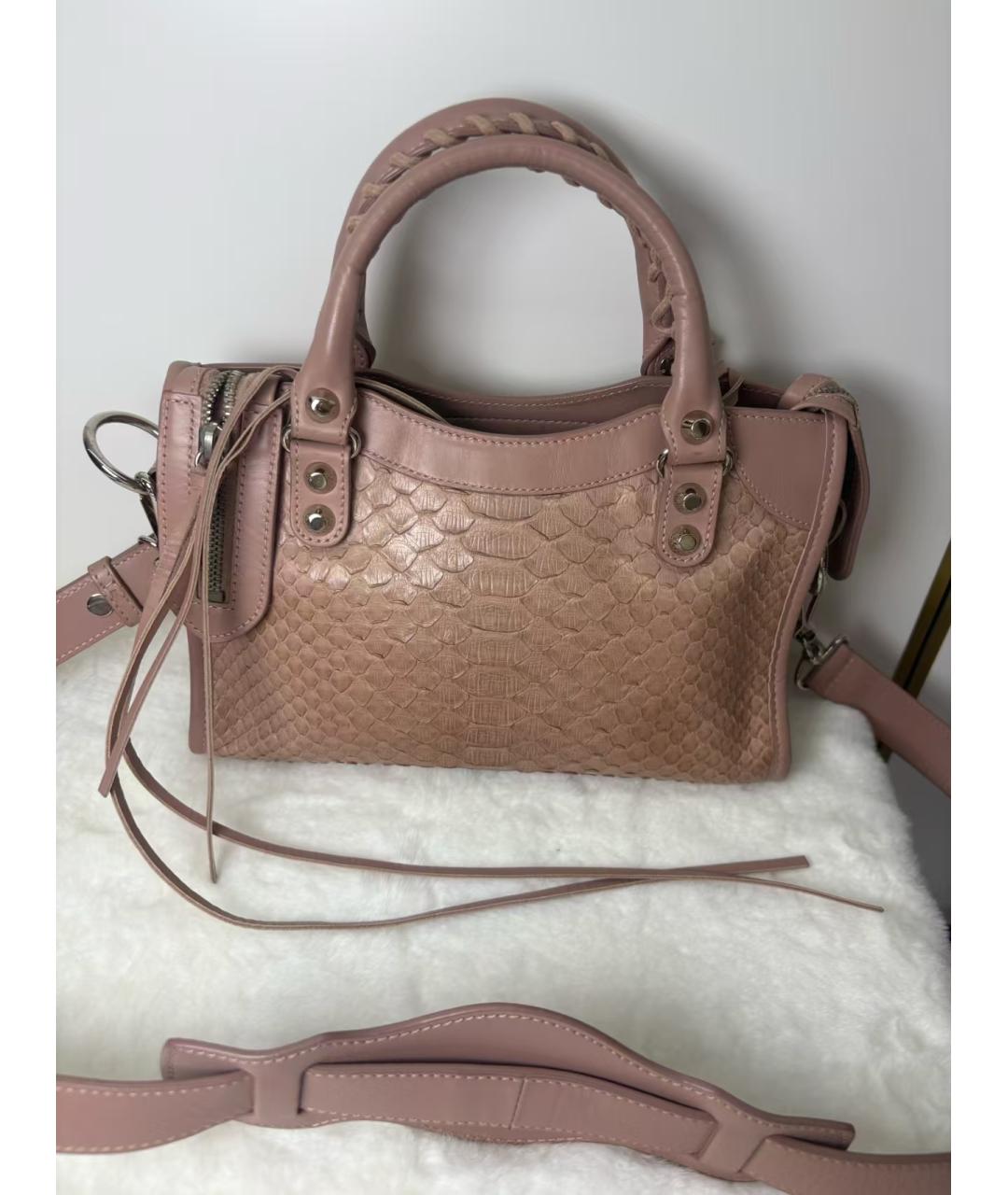 BALENCIAGA Розовая кожаная сумка с короткими ручками, фото 3