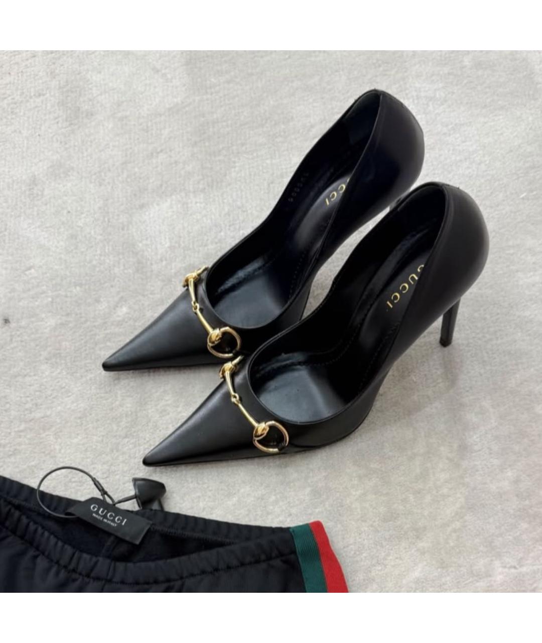 GUCCI Черные кожаные туфли, фото 3