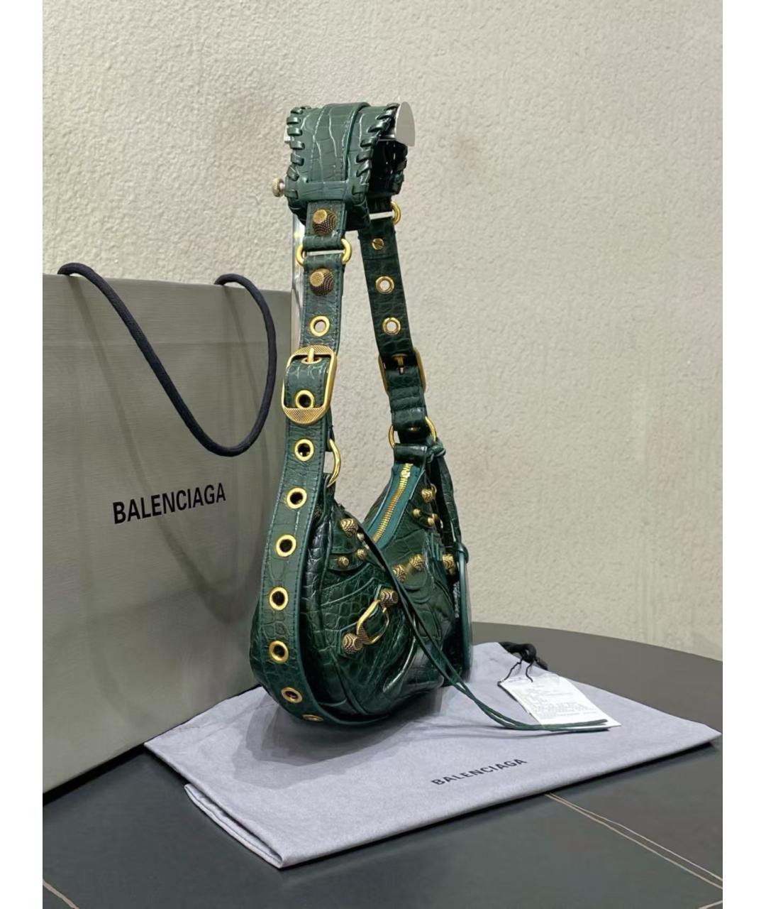 BALENCIAGA Зеленая кожаная сумка через плечо, фото 3