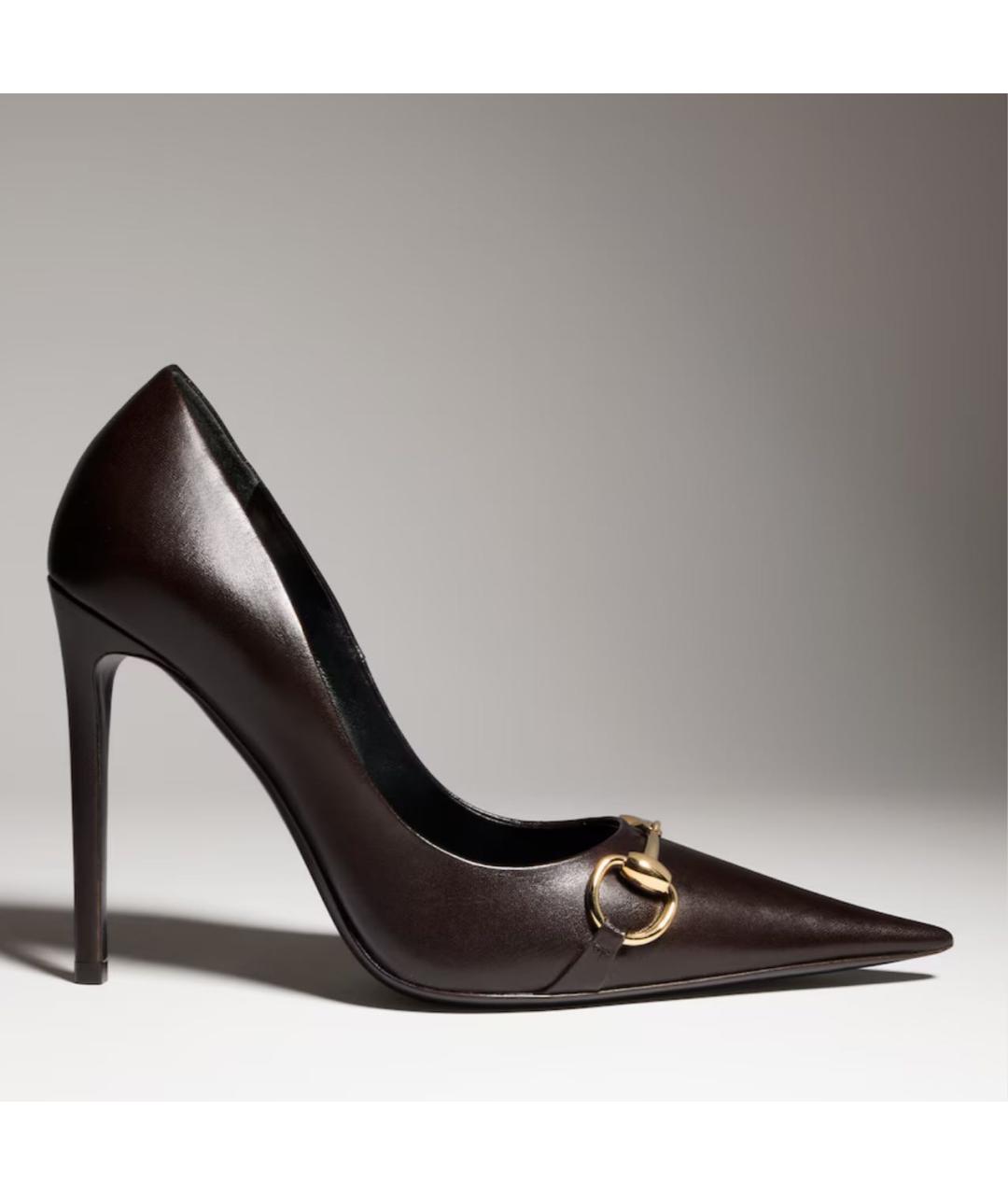 GUCCI Коричневые кожаные туфли, фото 7