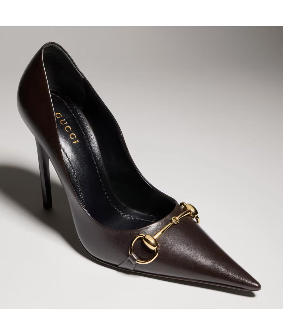GUCCI Коричневые кожаные туфли, фото 2