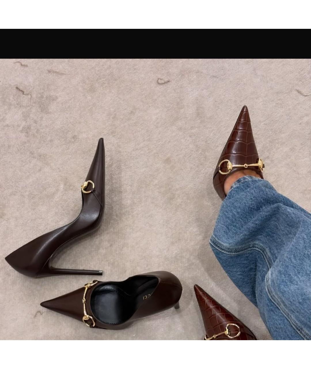 GUCCI Коричневые кожаные туфли, фото 3