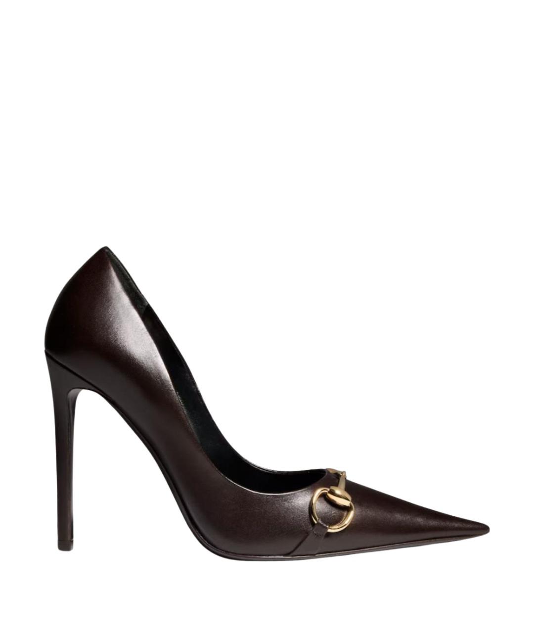 GUCCI Коричневые кожаные туфли, фото 1