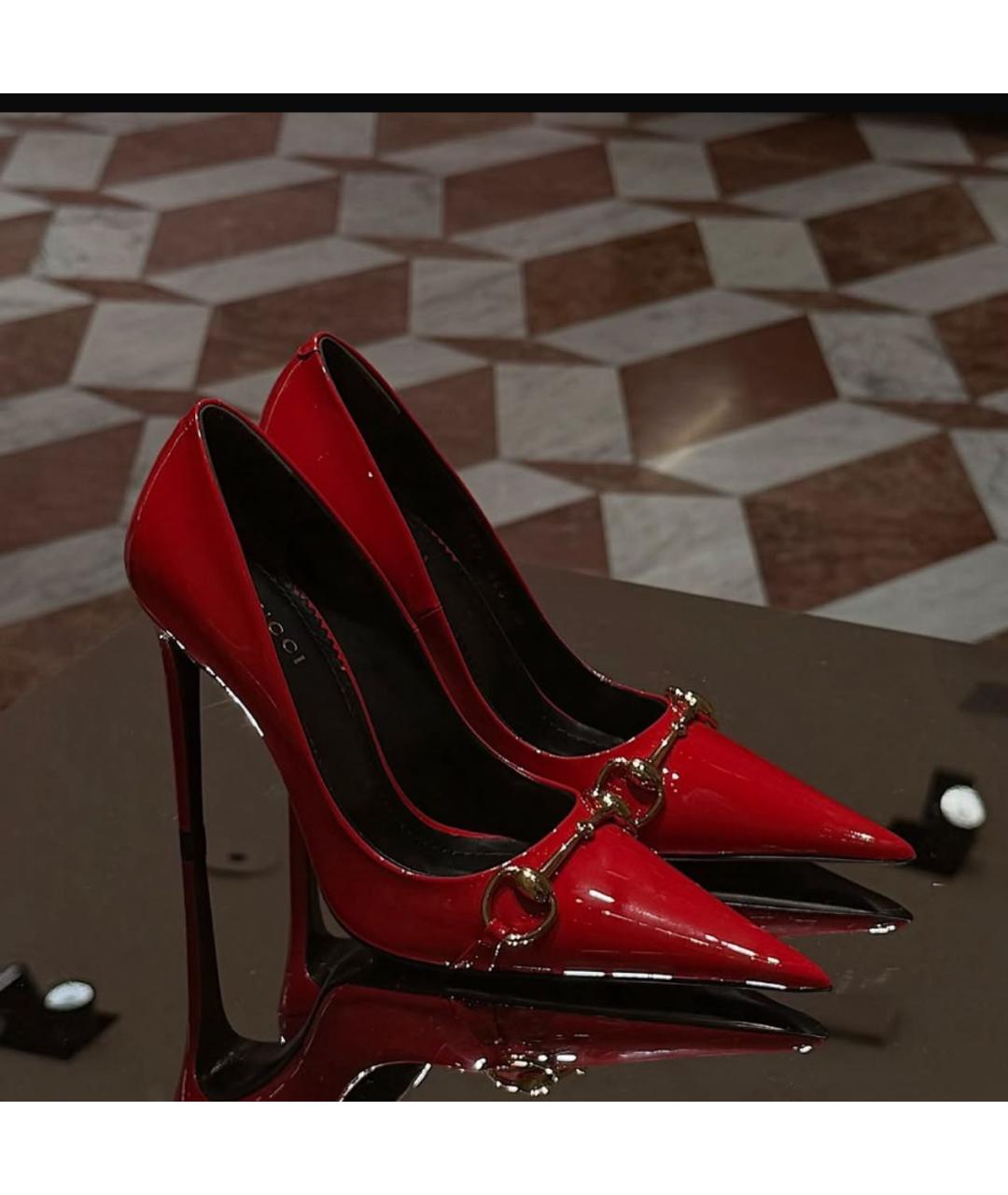 GUCCI Красные туфли из лакированной кожи, фото 6