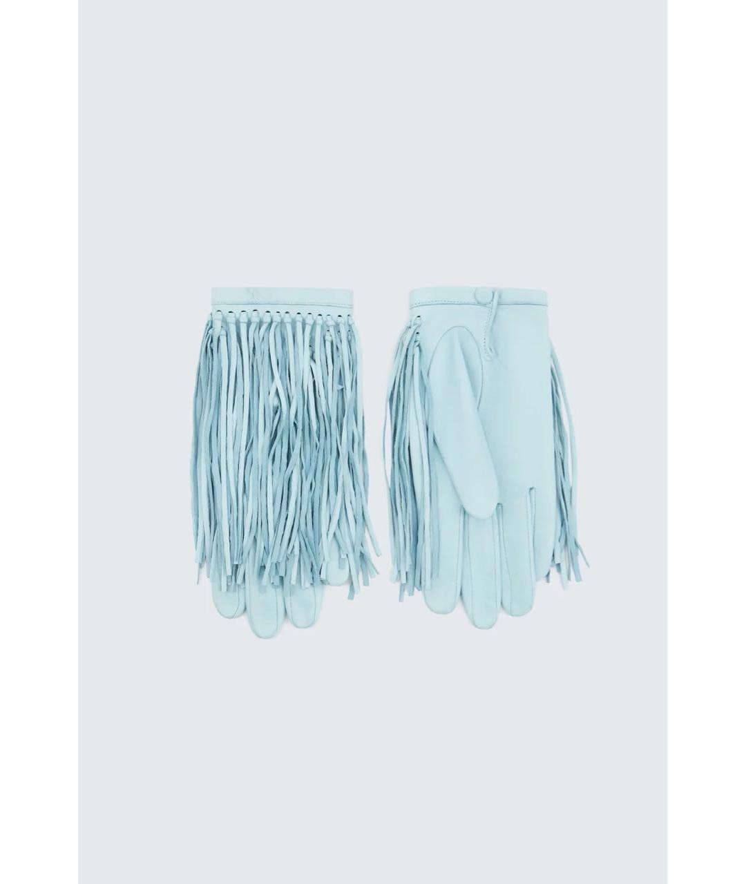 Carven Голубые кожаные перчатки, фото 6