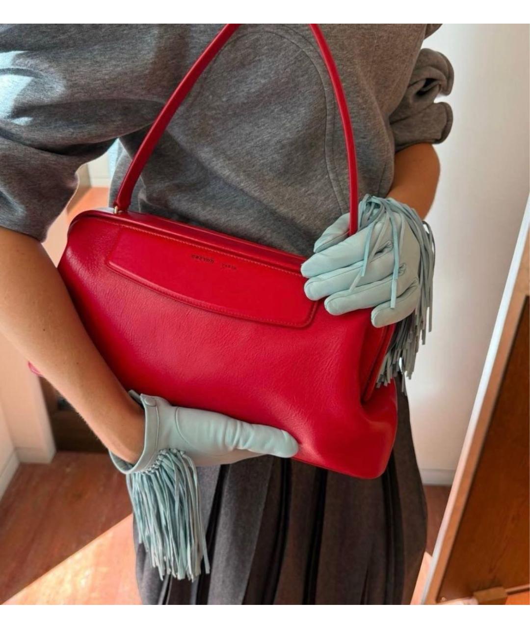 Carven Голубые кожаные перчатки, фото 4