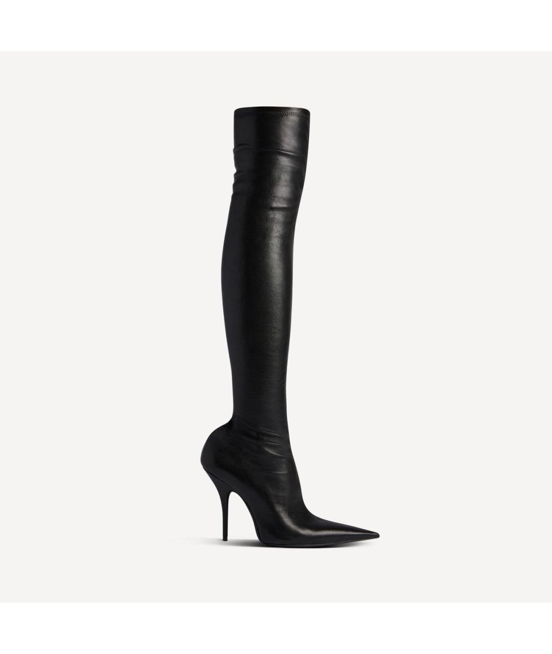 BALENCIAGA Черные кожаные ботфорты, фото 7