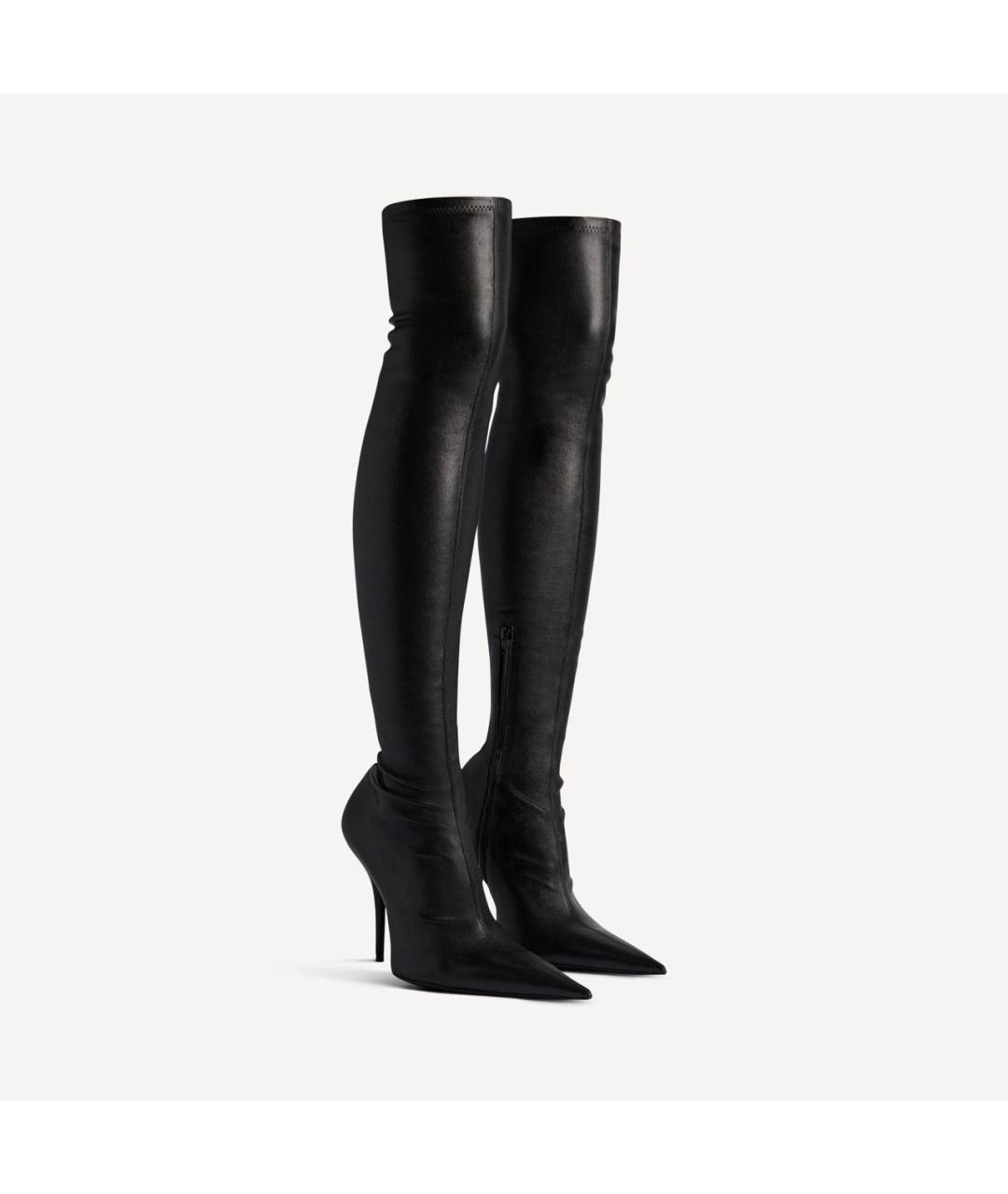 BALENCIAGA Черные кожаные ботфорты, фото 2