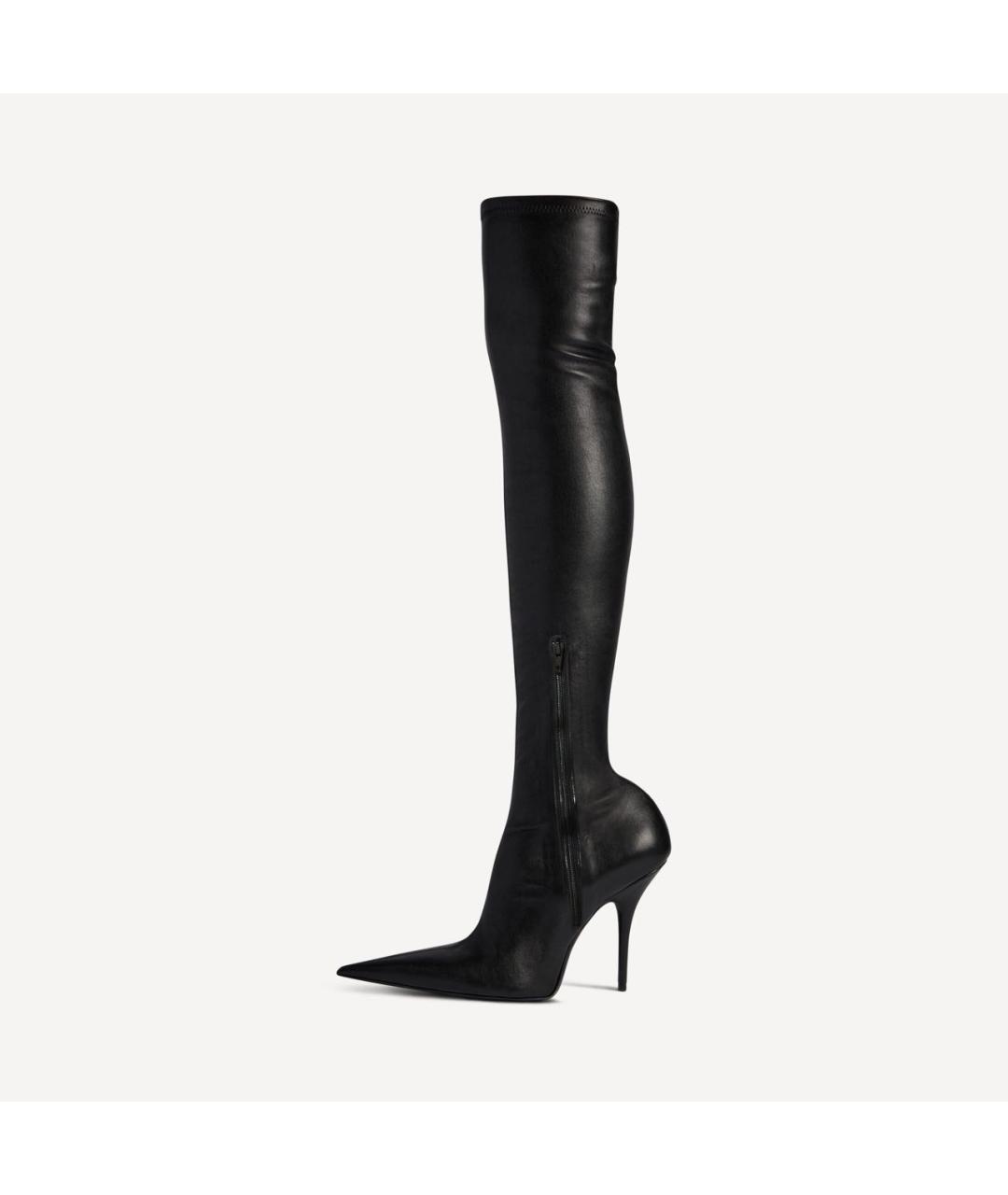 BALENCIAGA Черные кожаные ботфорты, фото 3