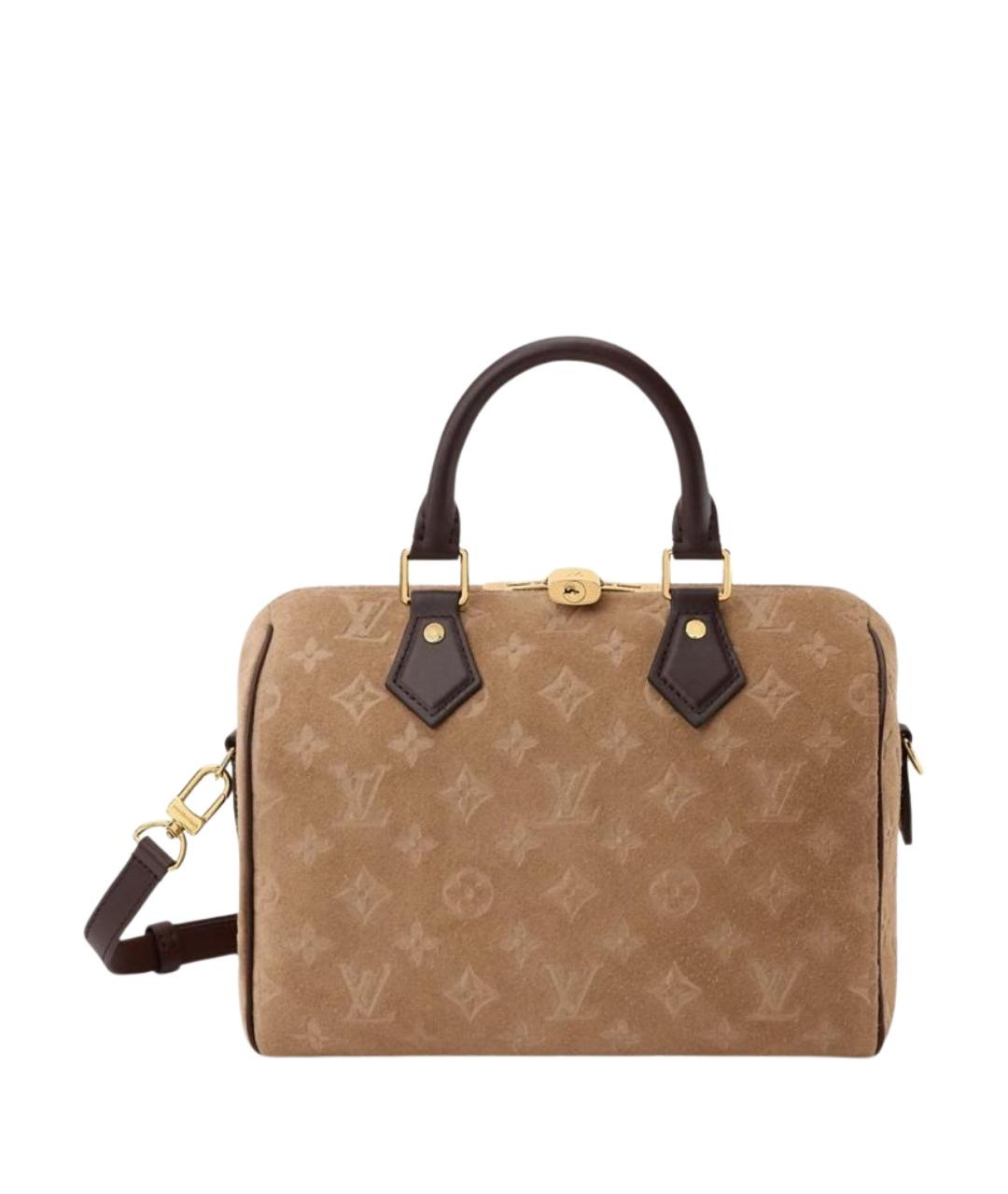 LOUIS VUITTON Бежевая замшевая сумка с короткими ручками, фото 1