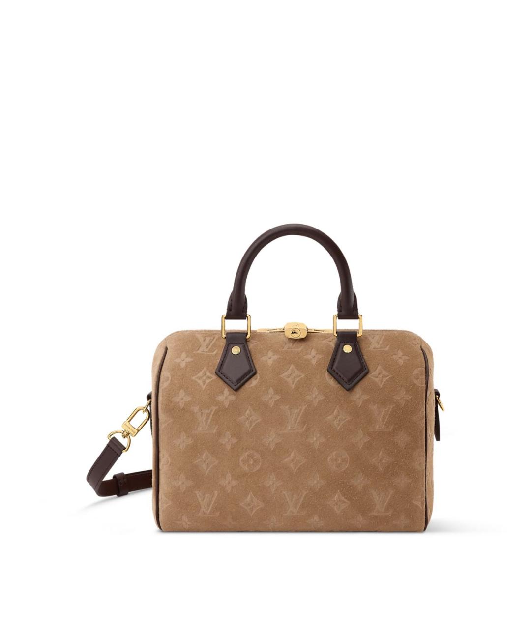 LOUIS VUITTON Бежевая замшевая сумка с короткими ручками, фото 6