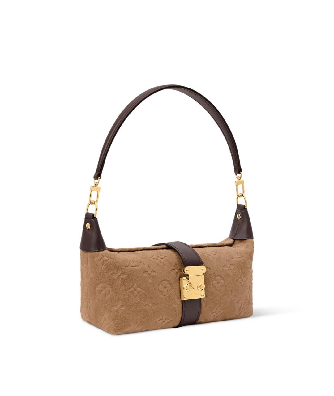 LOUIS VUITTON Бежевая замшевая сумка с короткими ручками, фото 2