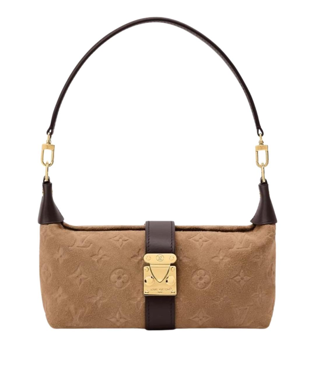 LOUIS VUITTON Бежевая замшевая сумка с короткими ручками, фото 1