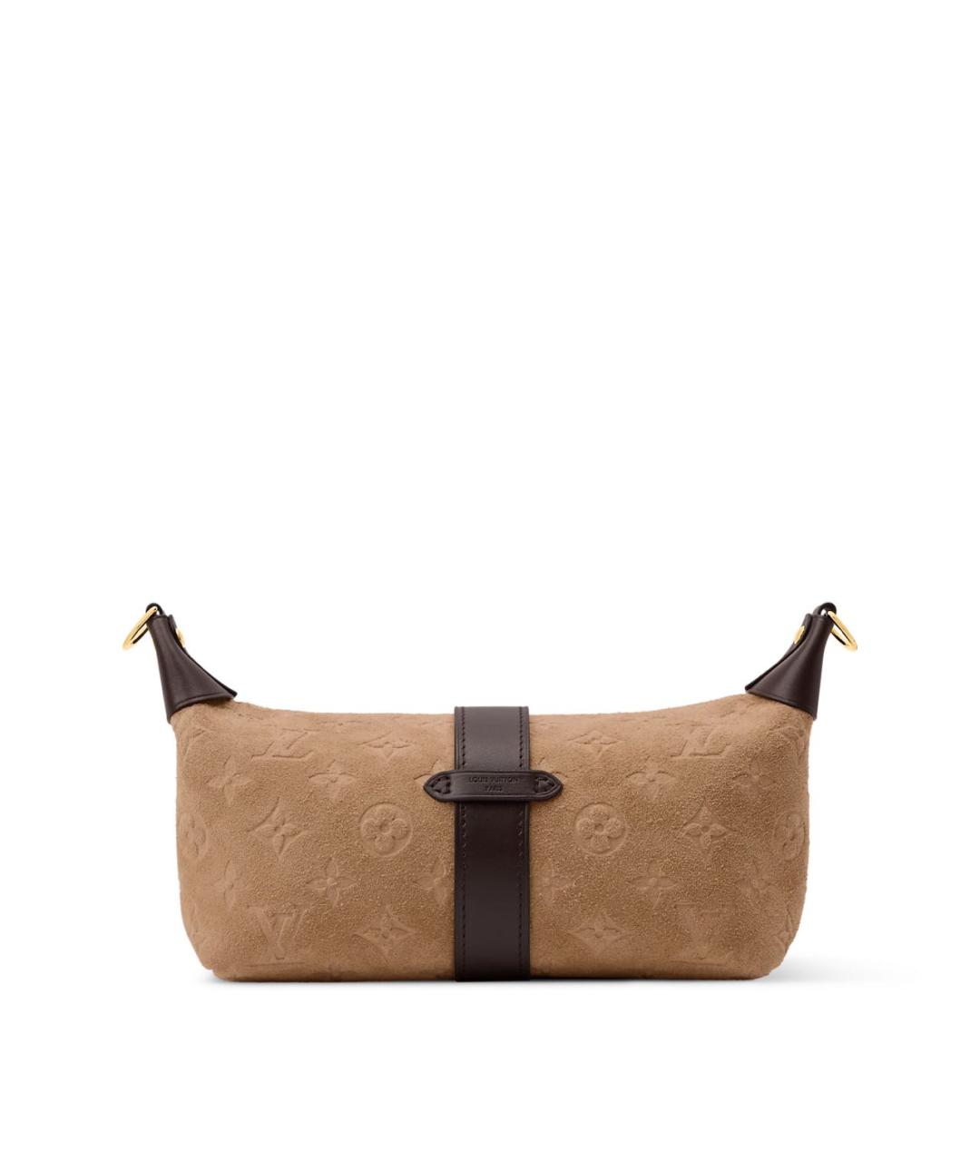 LOUIS VUITTON Бежевая замшевая сумка с короткими ручками, фото 3