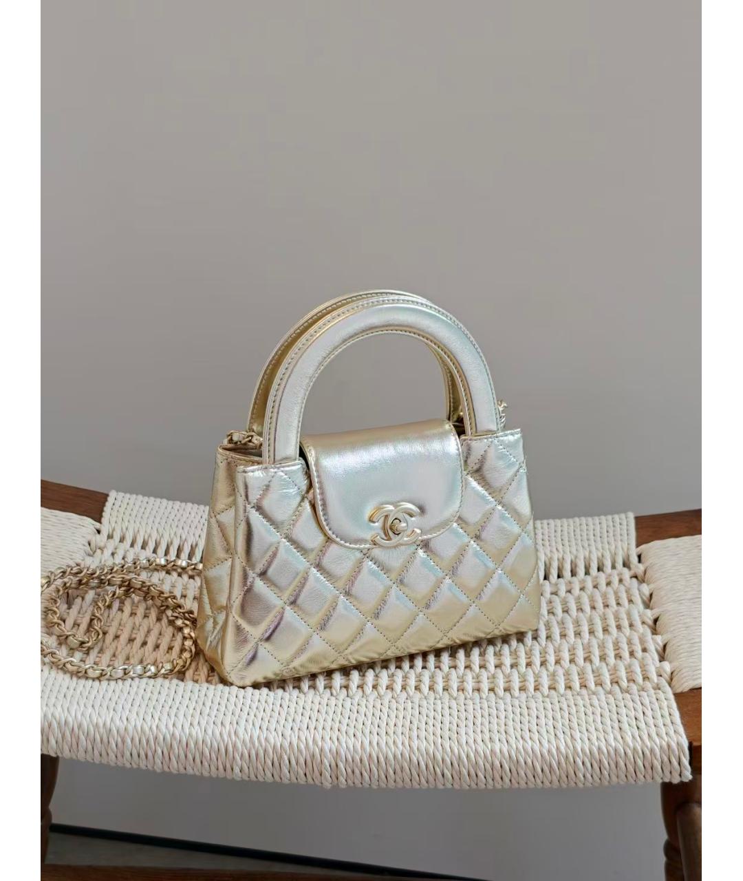 CHANEL Золотая сумка через плечо, фото 6