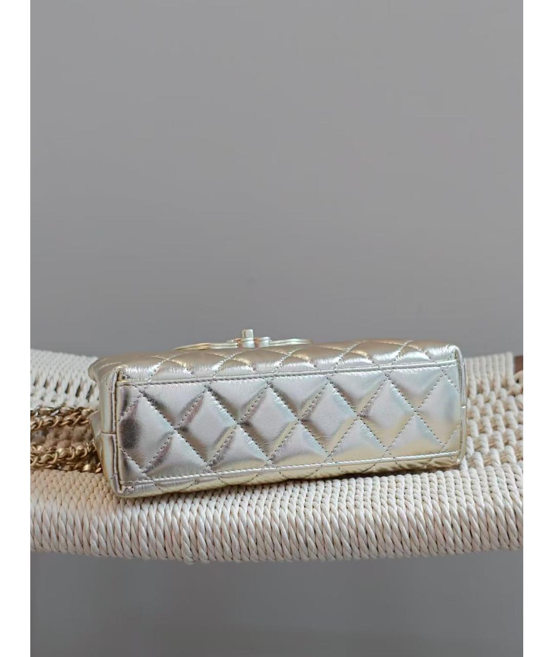 CHANEL Золотая сумка через плечо, фото 5