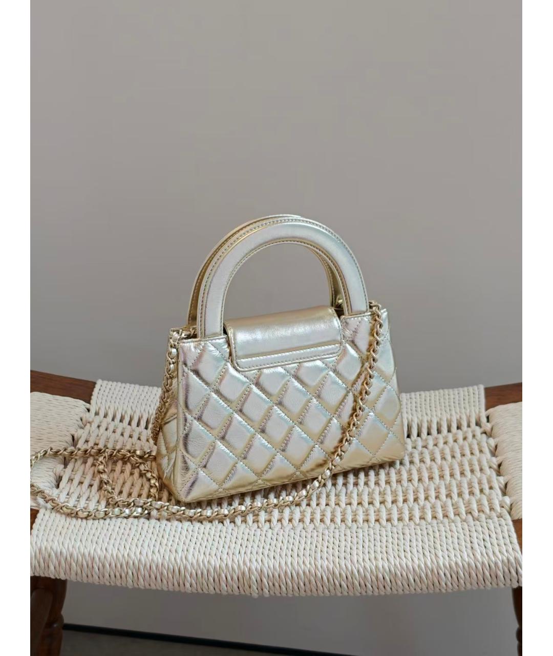 CHANEL Золотая сумка через плечо, фото 3