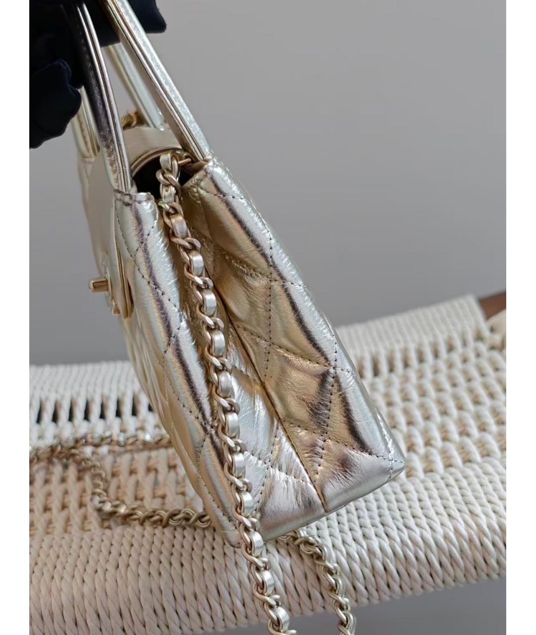 CHANEL Золотая сумка через плечо, фото 4