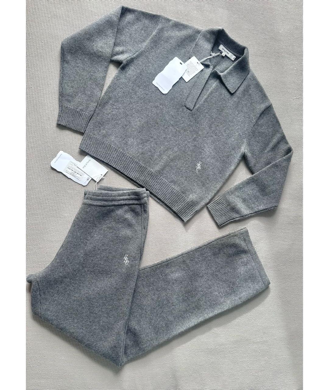SPORTY AND RICH Серый кашемировый костюм с брюками, фото 3