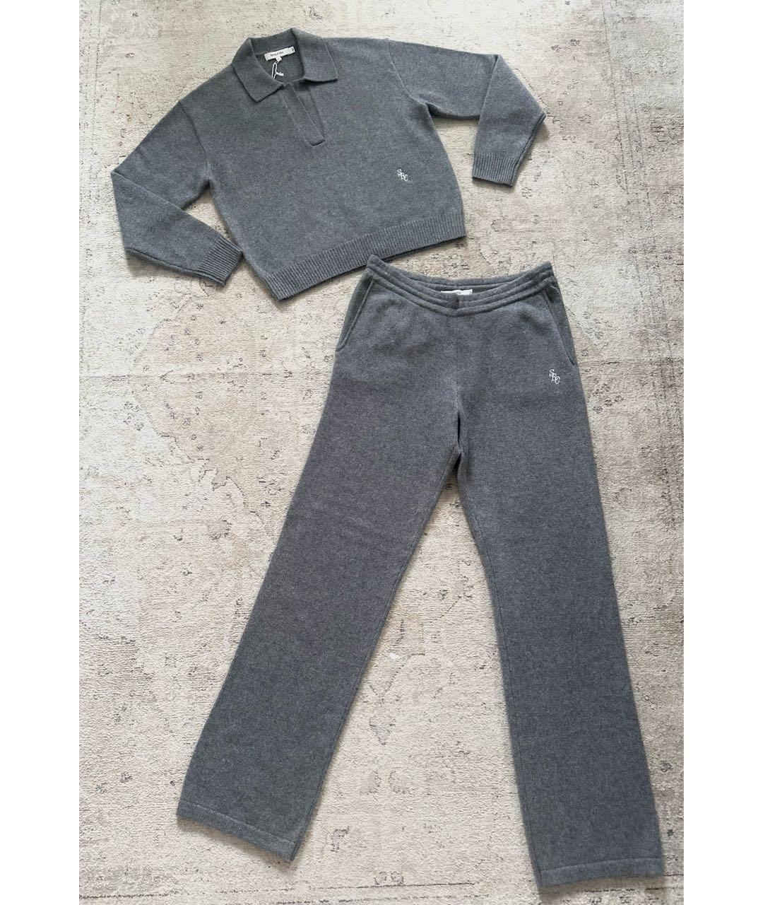 SPORTY AND RICH Серый кашемировый костюм с брюками, фото 2