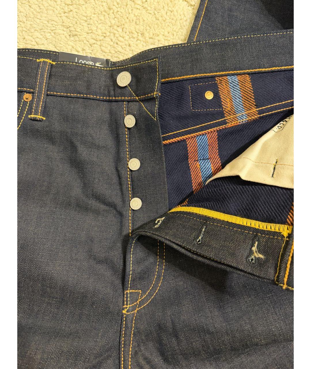 LEVI'S Темно-синие хлопковые прямые джинсы, фото 3