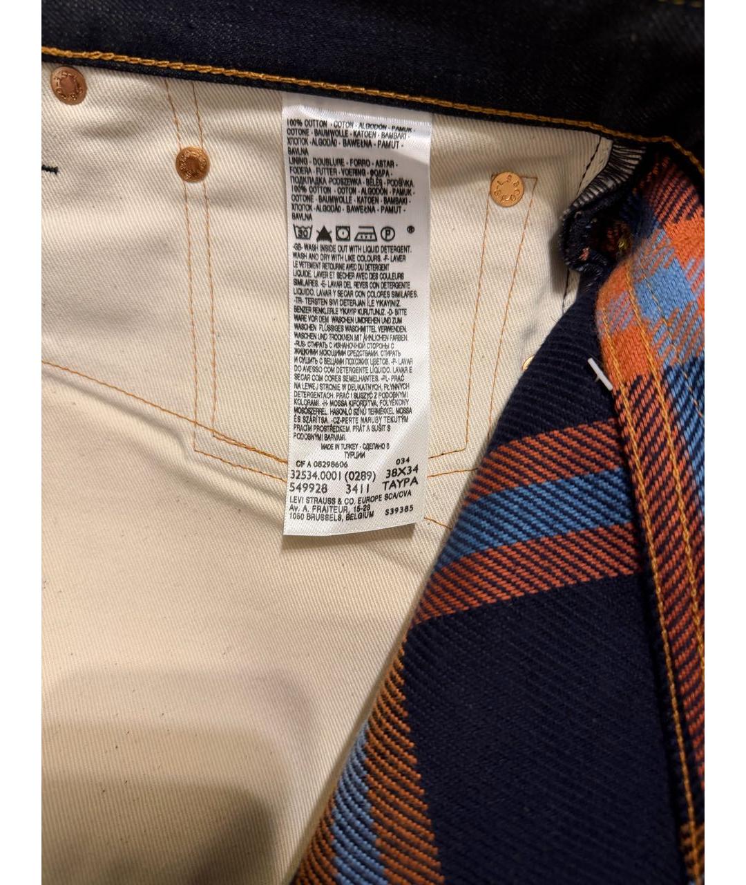 LEVI'S Темно-синие хлопковые прямые джинсы, фото 5