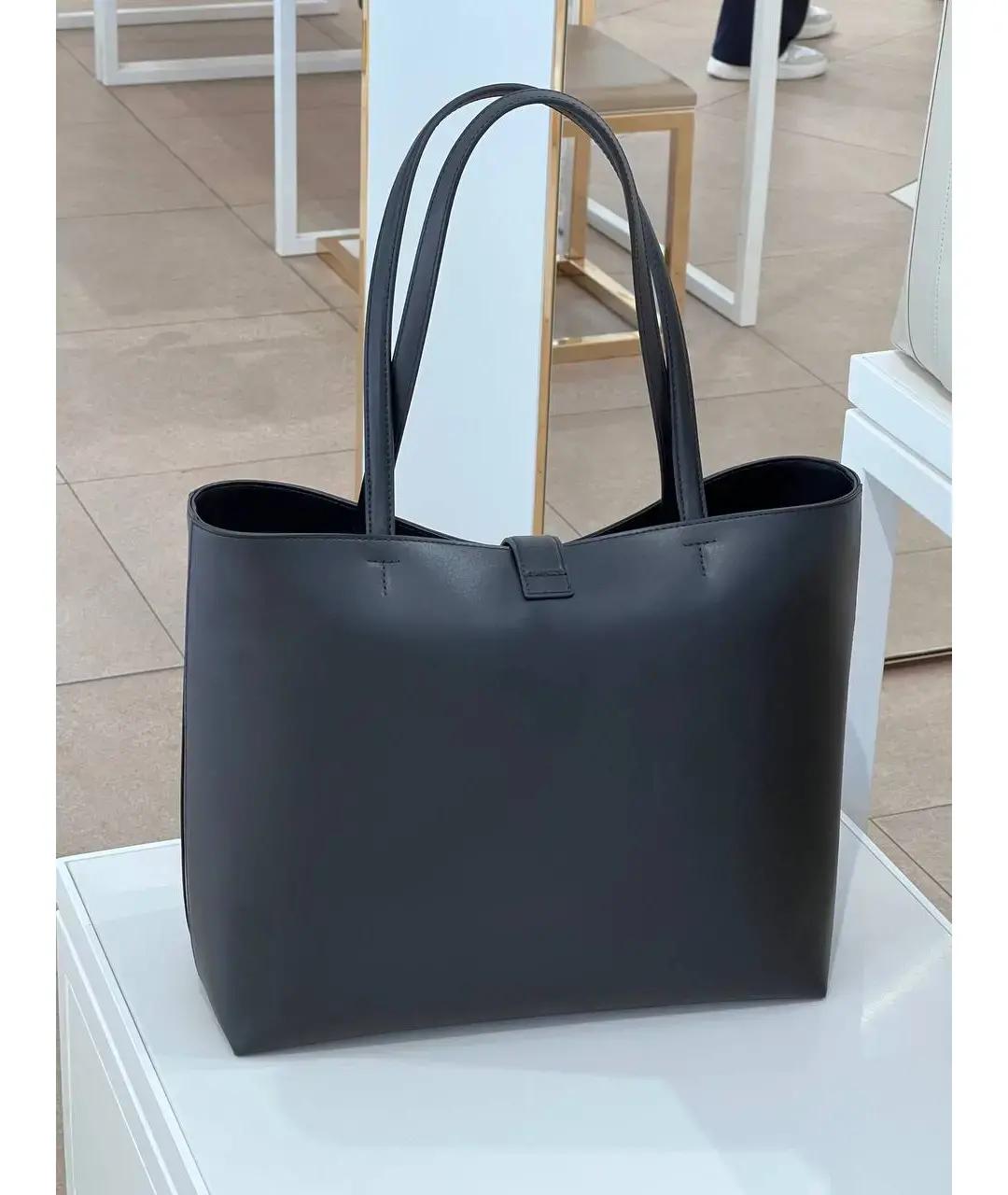 FURLA Черная кожаная сумка тоут, фото 4