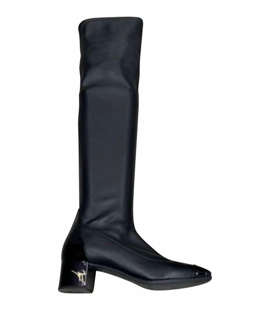 GIUSEPPE ZANOTTI DESIGN Черные ботфорты из лакированной кожи, фото 1