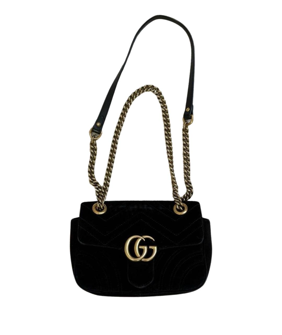 GUCCI Черная бархатная сумка через плечо, фото 1