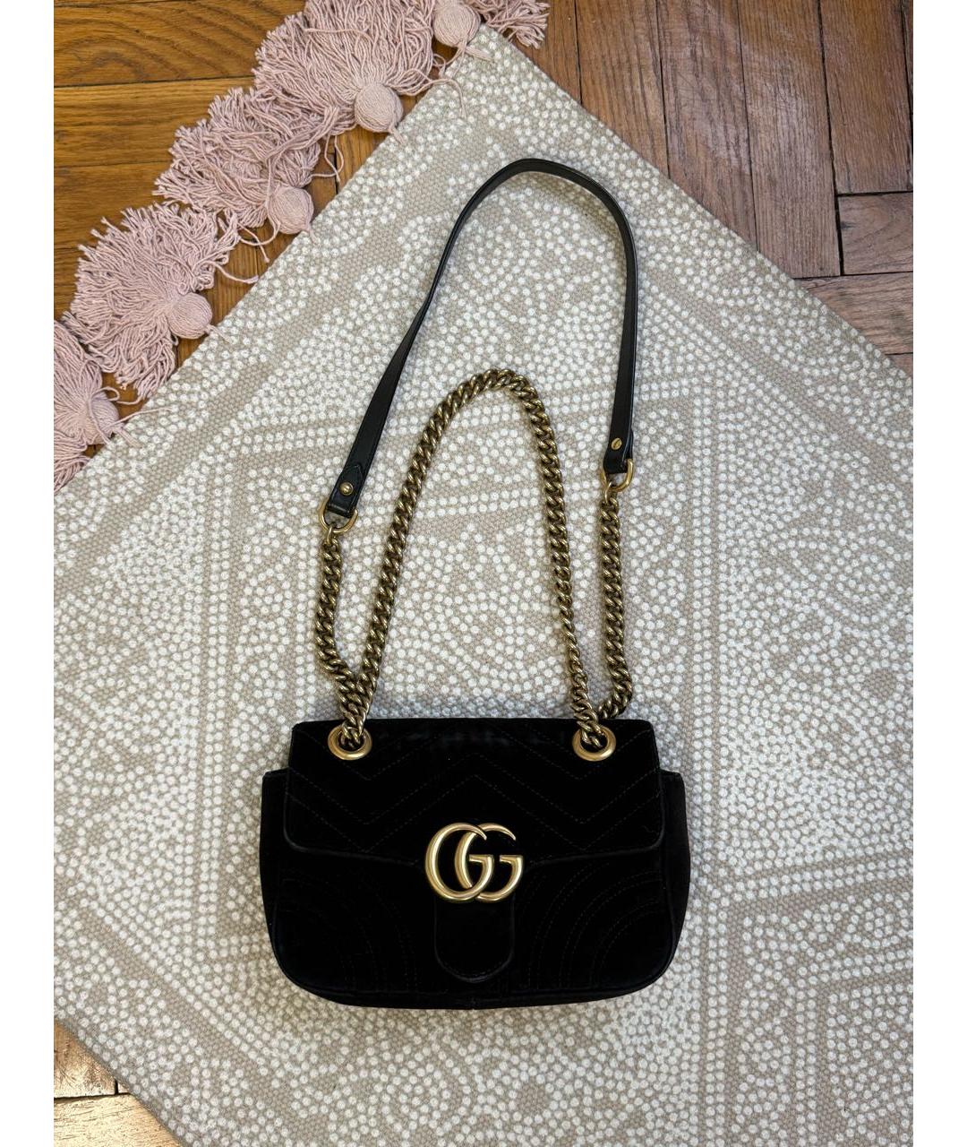 GUCCI Черная бархатная сумка через плечо, фото 8