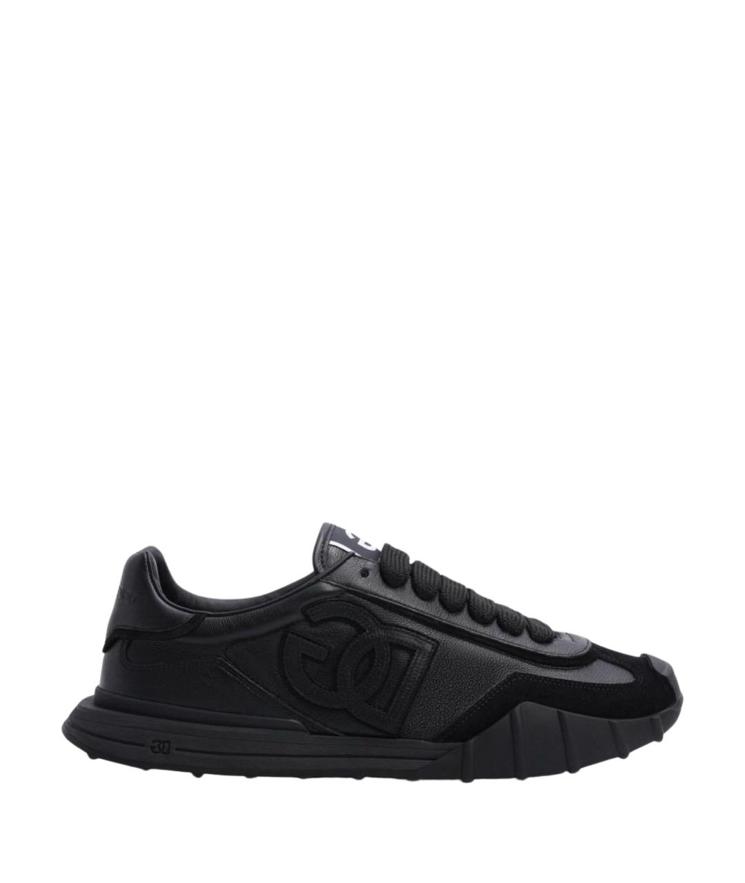 DOLCE&GABBANA Черные кожаные низкие кроссовки / кеды, фото 1
