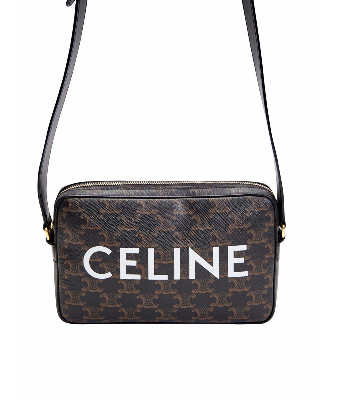 CELINE Коричневая сумка на плечо из канвы, фото 1