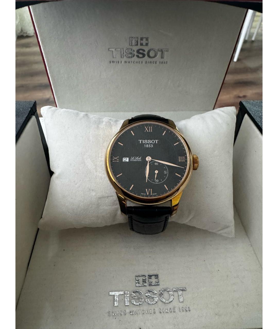 TISSOT Черные часы из золота и стали, фото 6