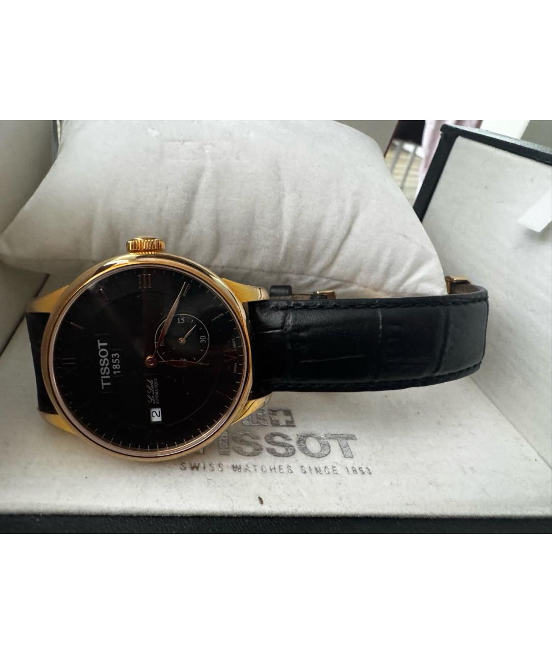 TISSOT Черные часы из золота и стали, фото 3