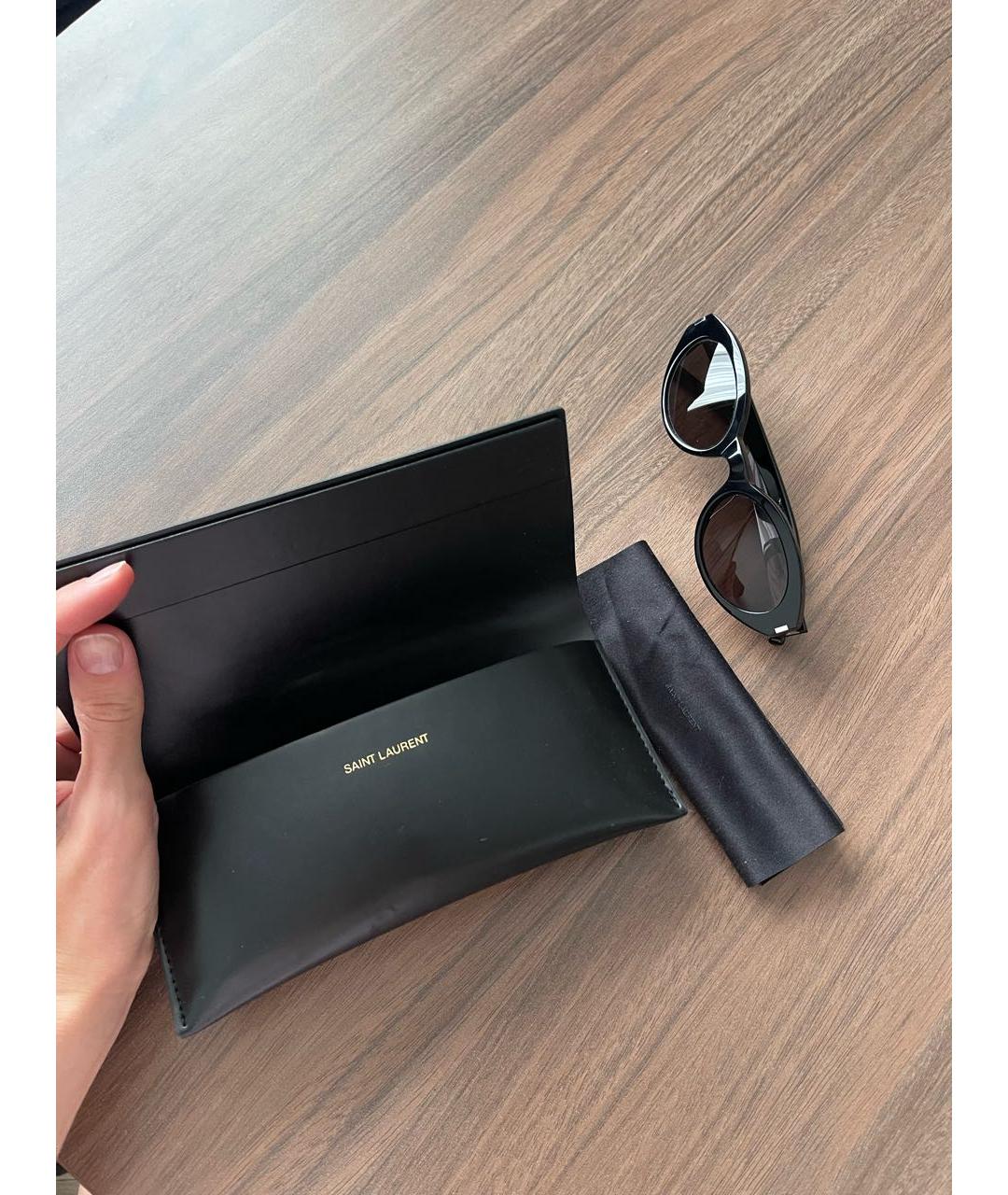 SAINT LAURENT Черные пластиковые солнцезащитные очки, фото 4