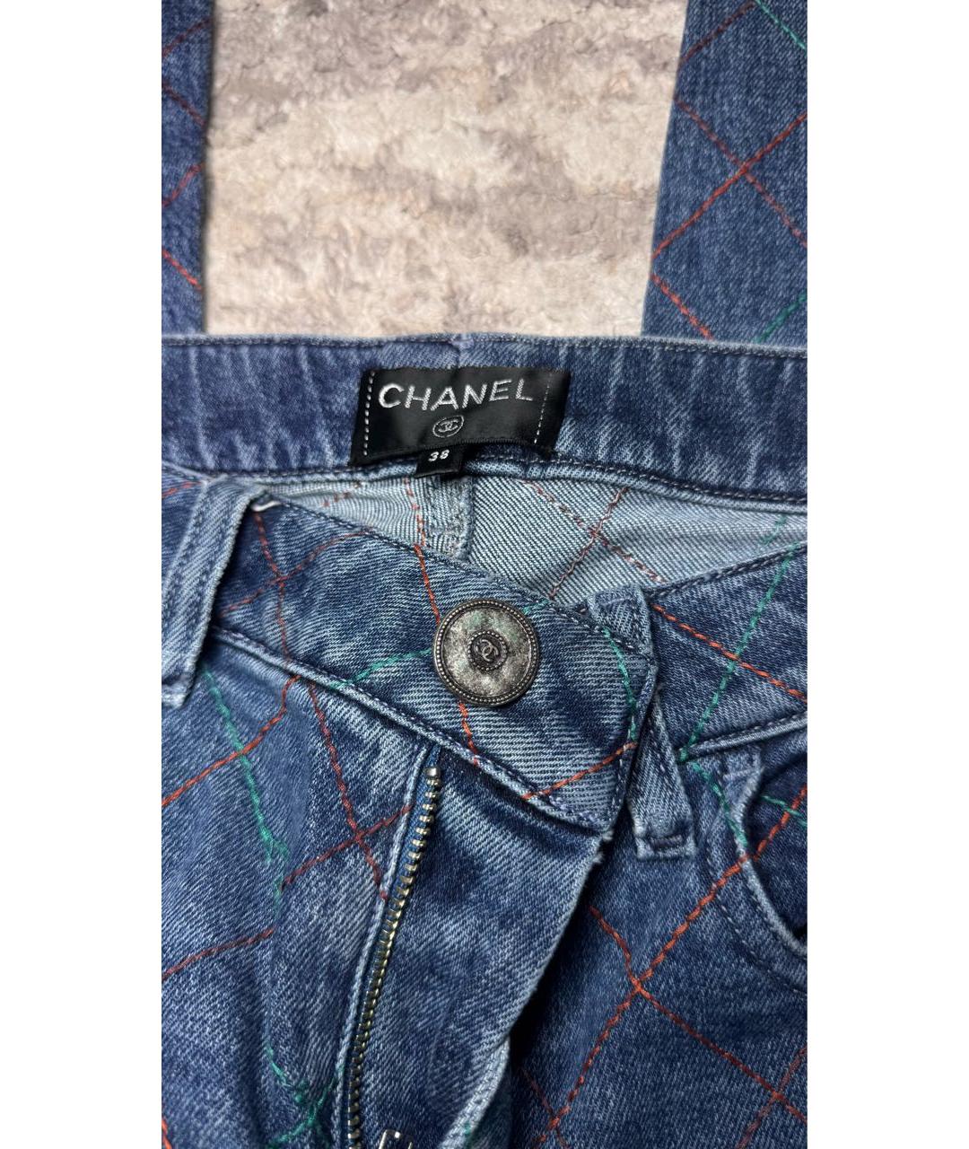 CHANEL Синие хлопко-полиэстеровые джинсы слим, фото 3