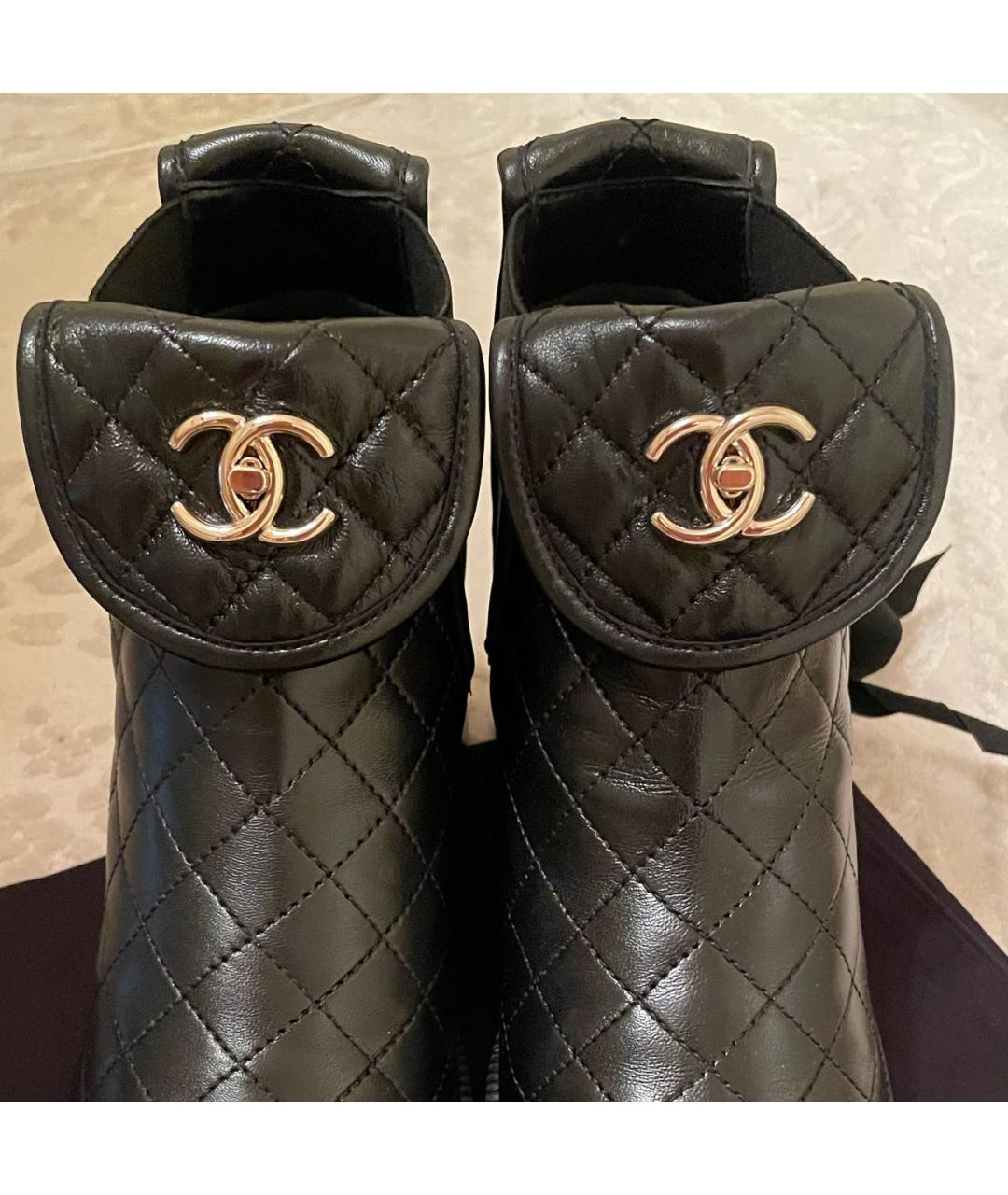 CHANEL Черные кожаные ботинки, фото 6