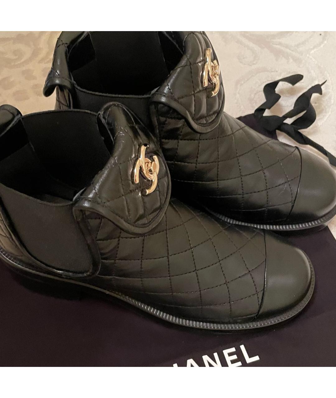 CHANEL Черные кожаные ботинки, фото 5