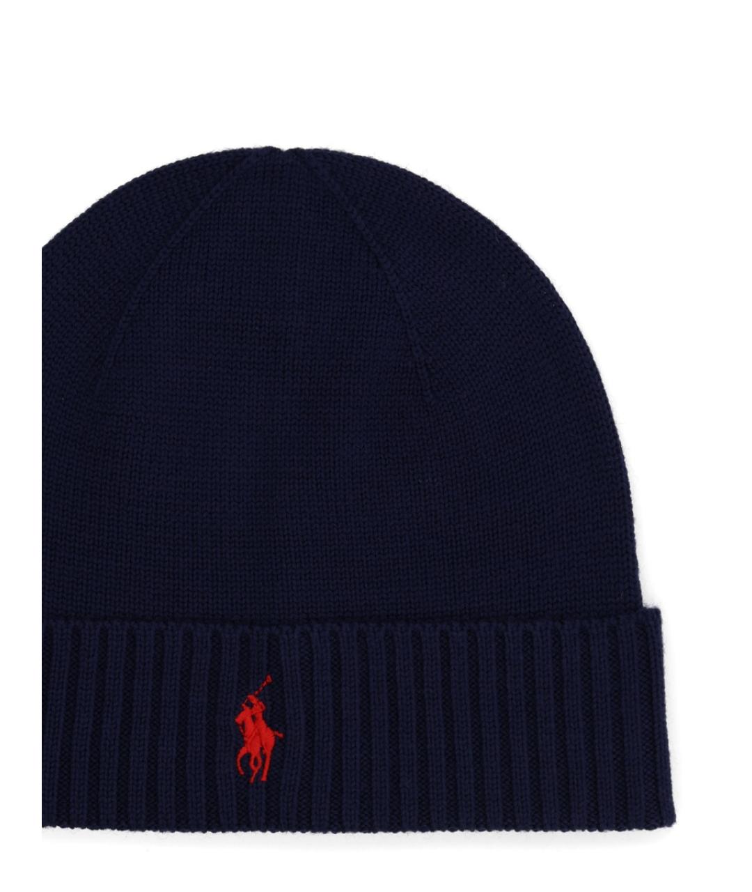 POLO RALPH LAUREN Темно-синяя шерстяная шапка, фото 2